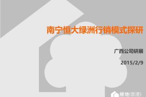 南宁恒大绿洲2015行销模式探研（PPT）