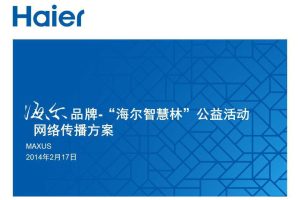 海尔品牌-海尔智慧林2014公益活动网络传播方案（PPT）