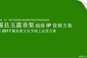 隰县玉露香梨超级IP营销方案暨2017隰县梨文化节线上运营方案（PPT）