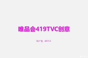 唯品会2017年419狂欢特卖会TVC创意方案（PPT）