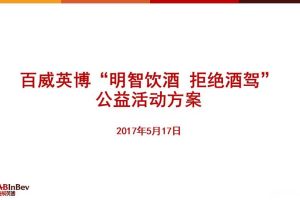百威英博2017明智饮酒拒绝酒驾公益活动方案（PPT）