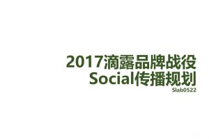 滴露2017品牌战役社会化传播规划方案（PPT）