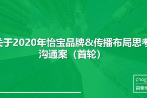 瓶装水品牌怡宝2020年品牌策略+媒介布局思考方案（PPT）