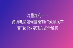 跨境电商如何搭乘TikTok顺风车暨TikTok变现方式全解析（PDF）