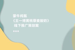 蒙牛纯甄王一博代言黄桃酸奶线下推广活动方案（PDF）