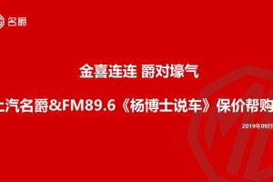 上汽名爵&FM89.6广播节目《杨博士说车》保价帮购会策划方案（PPT）